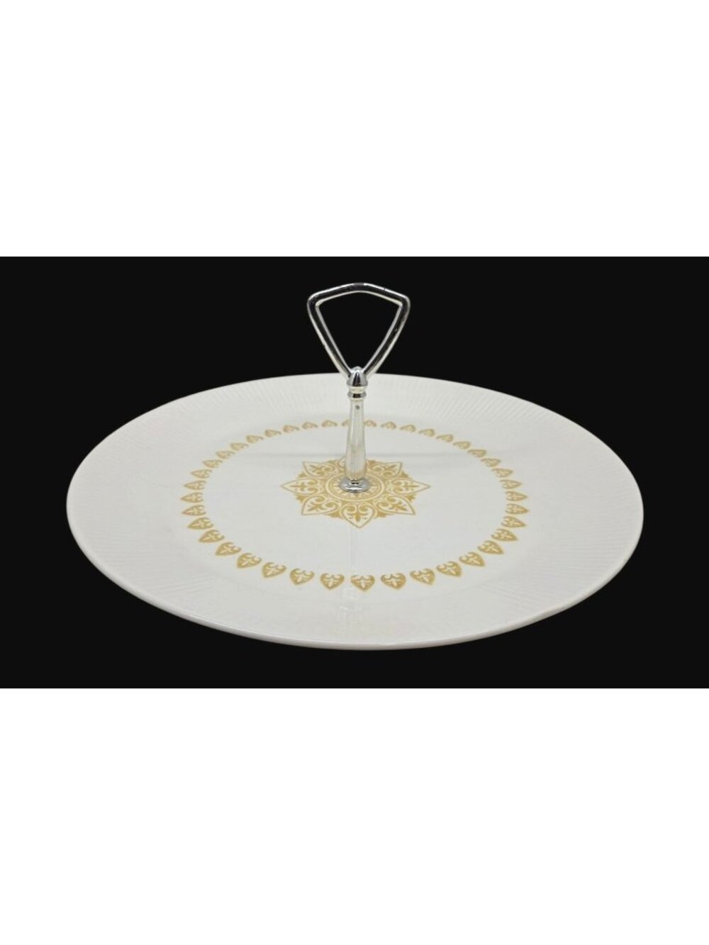 Vintage Sheffield Serenade Round Tid Bit Serving Platter w Carrying Handle